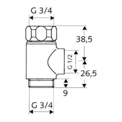 Schell T-Stück mit Überwurfmutter 3/4" chrom