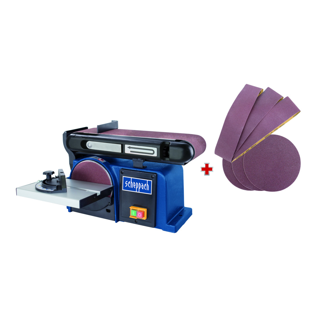 Scheppach Ponceuse à bande et à plateau BTS900 avec 3 bandes abrasives et disque abrasif