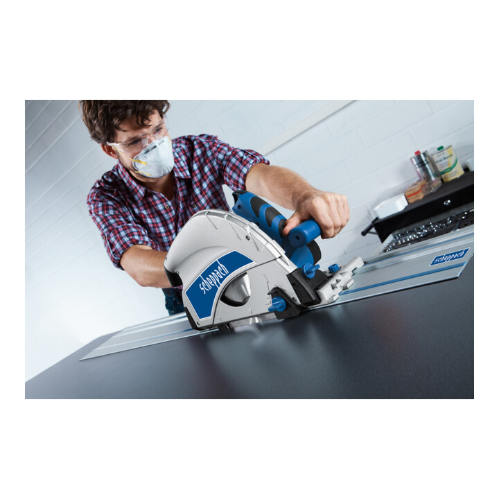 Scheppach Scie plongeante PL75 1,6 kW 230 V + rail de guidage 1400 + kit d’accessoires