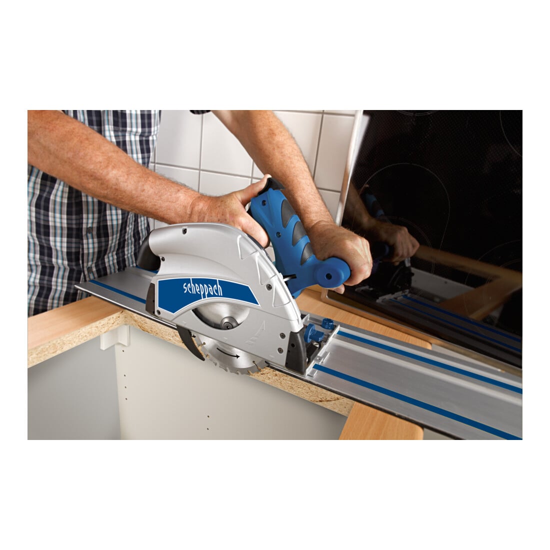 Scheppach Tauchsäge PL55 inkl. 2x70cm Schiene und Zubehör 50Hz 1200W Durchmesser 160mm