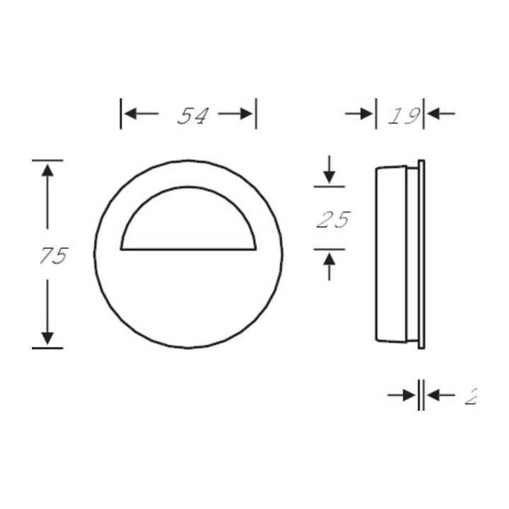 Schiebetürmuschel 42 4252 blind L.75mm B.75mm VA 6204 rd. EL.-T. 18,5mm FSB