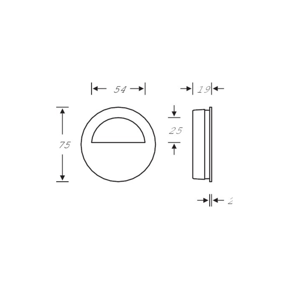 Schiebetürmuschel 42 4252 blind L.75mm B.75mm VA 6204 rd. EL.-T. 18,5mm FSB