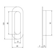 Schiebetürmuschel 4476 VA schwarz ov.bl.L.120mm B.40mm INTERSTEEL-4