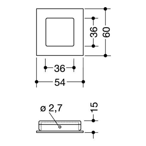Schiebetürmuschel 544.60 PA90 tiefschwarz glänzend quad.f.HLT L.60mm B.60mm HEWI