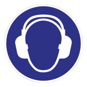 Schild Gehörschutz benutzen D.200mm Ku. blau/weiß ASR A1.3 DIN EN ISO 7010