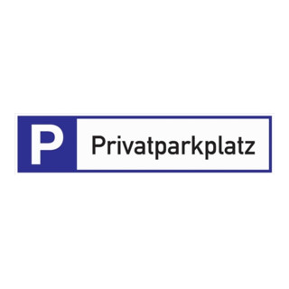 Schild Privatparkplatz 460x110x2mm Aluminium weiß/blau/schwarz
