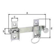 Schlagladenüberwurf L.120mm B.18mm STA galv. gelb verz. Loch-D. 6mm GAH