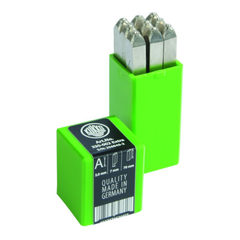 Schlagzahlensatz 330 9-tlg.Zahlen 0-9 Schrift-H.10mm in Ku.-Box KUKKO