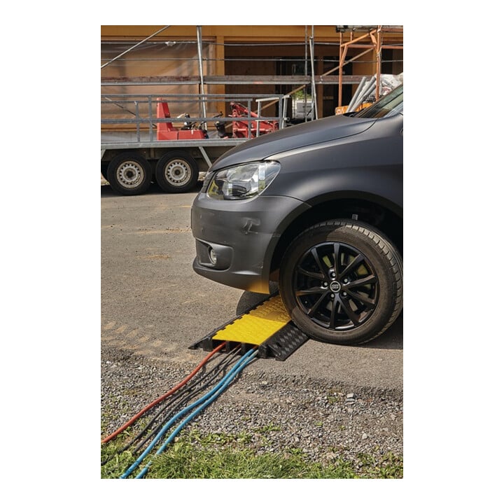 Schlauch- u.Kabelbrücke L900xB500xH70mm Gum.schwarz/gelb 3 Kanäle