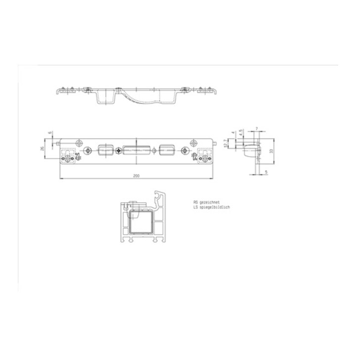 Schließteil DUO-Bolzenriegel F-St.33mm li.silberf.FUHR