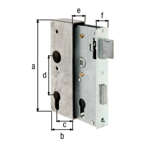 Schlosskasten DIN L/R Maß A170xB60xC40mm Maß E 30mm Dornm.40mm GAH