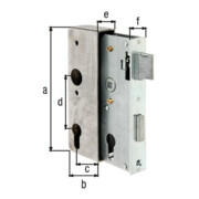 Schlosskasten DIN L/R Maß A170xB60xC40mm Maß E 30mm Dornm.40mm GAH-4