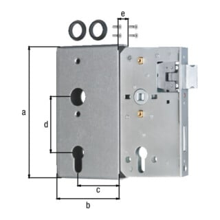 Schlosskasten DIN L/R Maß A172xB94xC60mm Maß E 30mm Dornm.60mm GAH