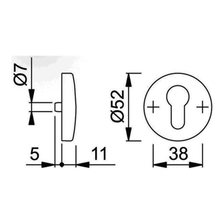 Schlüsselrosette 19S/E19S Alu. F1 Schildstärke 11mm PZ rd.