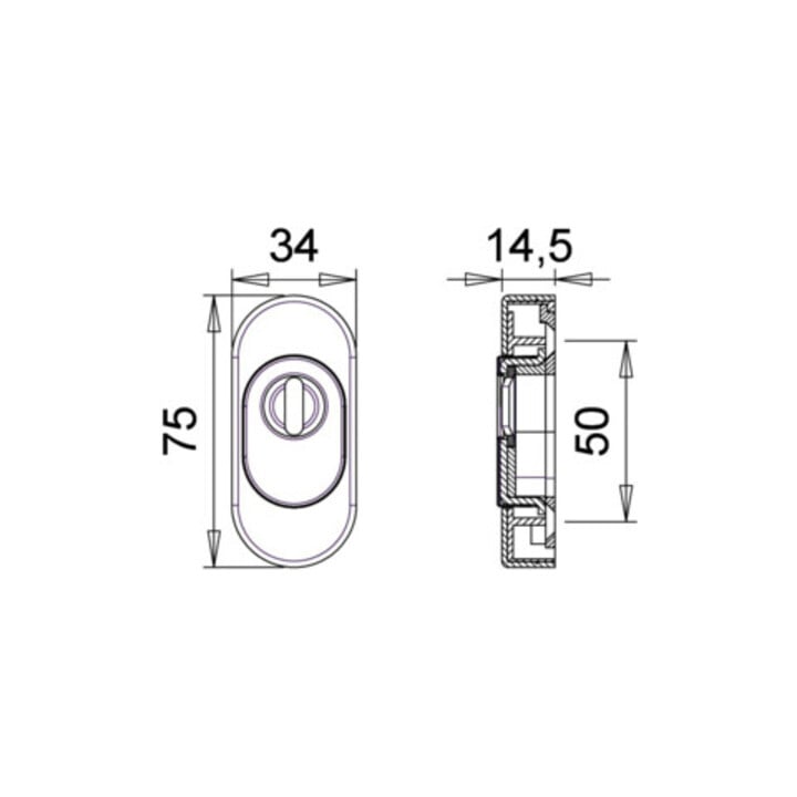 Schlüsselrosette 815ZA Alu. F12 Schildstärke 15mm PZ ov.