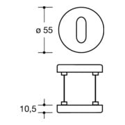 Schlüsselrosetten-Paar 306.23PB 90 Ku.90 Schildst.10,5mm PZ rd.HEWI-4