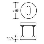 Schlüsselrosetten-Paar 306.23PB 99 Ku.99 Schildst.10,5mm PZ rd.HEWI-4
