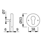 Schlüsselrosetten-Paar 42KVS/E42KVS Alu. F4 Schildstärke 9mm PZ rd.-2