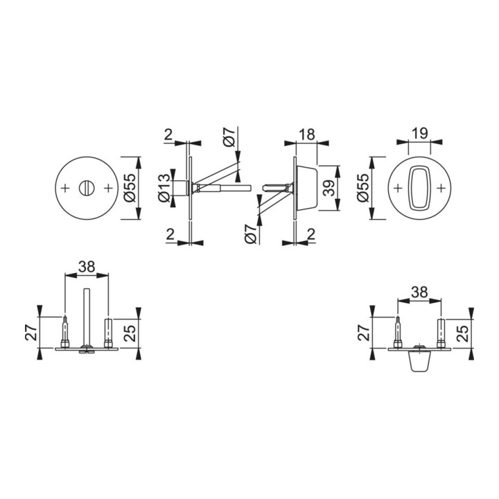 Schlüsselrosetten-Paar E849NS VA F69 Schildst.2mm SK/OL rd.HOPPE