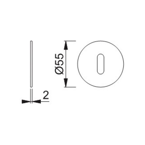 Schlüsselrosetten-Paar E849S-SK VA F69 Schildstärke 2mm Bad SK/OL rd.