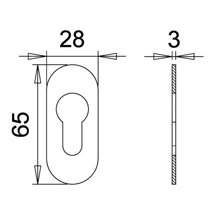 Schlüsselrosette 817/3003 VA EST Plaque 2,5mm PZ ov.EDI