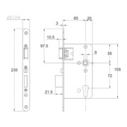 Schnegel serrure à mortaiser automatique pour porte de corridor 65 broches/72 PZ-4