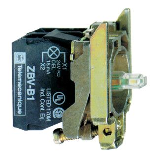 Schneider Electric Bloc de contact auxiliaire 1S avec module LED, blanc 24V ZB4BW0B11
