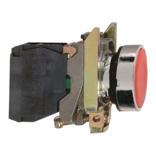 Schneider Electric Bouton-poussoir plat, rouge, 1NO XB4BA42
