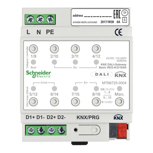 Schneider Electric KNX DALI-Gateway Basic REG-K/2/16/64 2Kanal MTN6725-0004