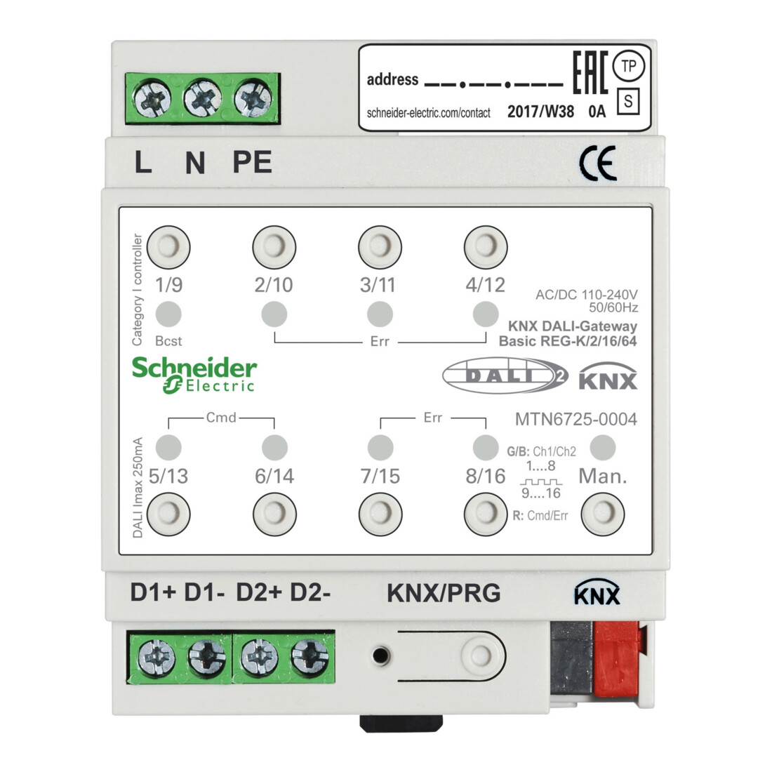 Schneider Electric KNX DALI-Gateway Basic REG-K/2/16/64 2Kanal MTN6725-0004