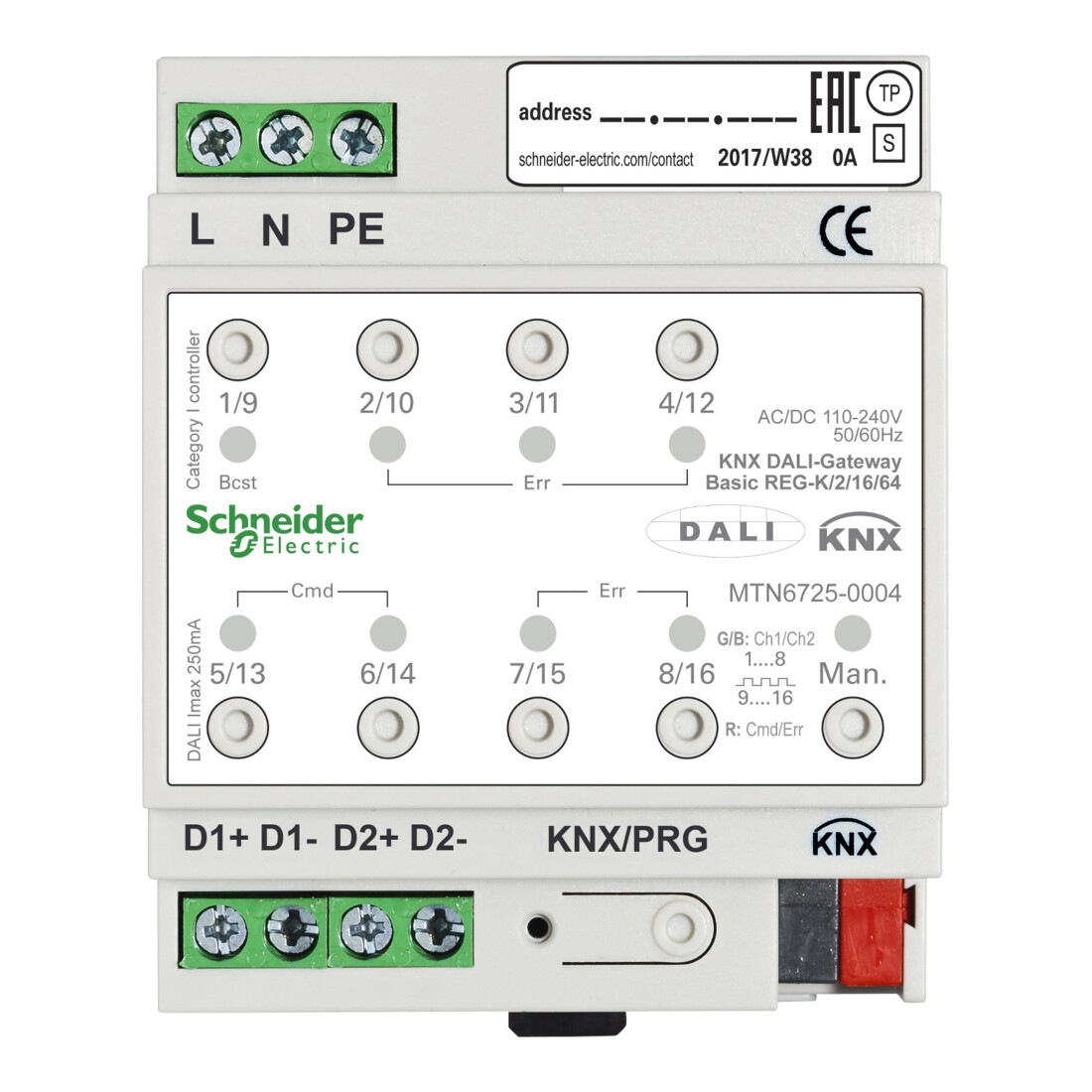Schneider Electric Passerelle KNX DALI Basic REG-K/2/16/64 2 canaux MTN6725-0004