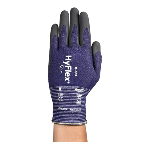 Schnittschutzhandschuhe HyFlex® 11-561 Gr.9 grau/blau EN 388 PSA II 12 PA
