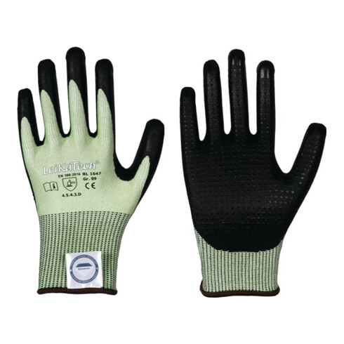 Schnittschutzhandschuhe LeiKaTech® 1647 Gr.10 grün/schwarz EN 388 PSA II