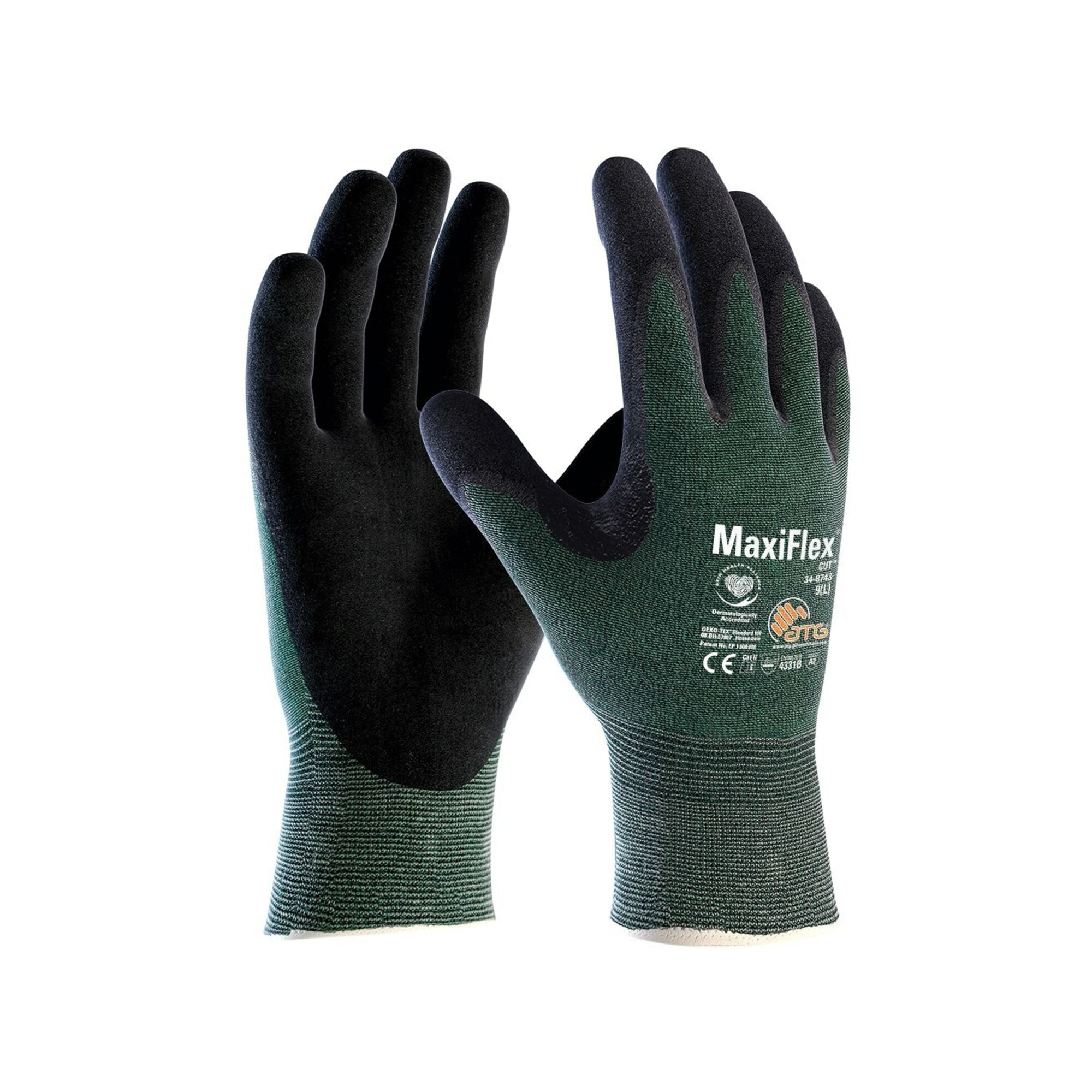 Schnittschutzhandschuhe MaxiFlex Cut 34-8743 Gr.9 grün/schwarz EN 388 PSA II ; ATG