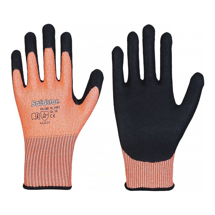 Schnittschutzhandschuhe Solidstar 1683 Gr.9 orange/schwarz EN 388 PSA II 12 PA