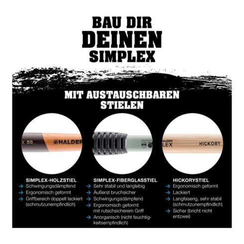 Schonhammerkopf SIMPLEX Kopf-D.100mm Gum.schwarz mittelh.HALDER