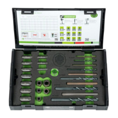 Schraubenausdrehersatz 49-U-B M 5-M 16 25-tlg.inkl.passende HSS Bohrer KUKKO