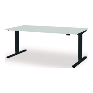 Schreibtisch levero H650-1250xB1800xT800mm anthrazitgrau/lichtgrau elektr.MAUSER