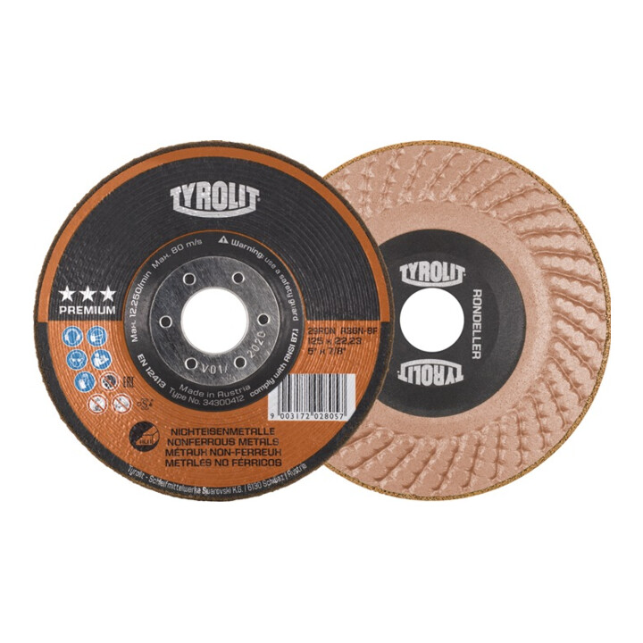Schruppscheibe RONDELLER® D125xSmm gekr.NE-Metalle Bohr.22,23mm TYROLIT
