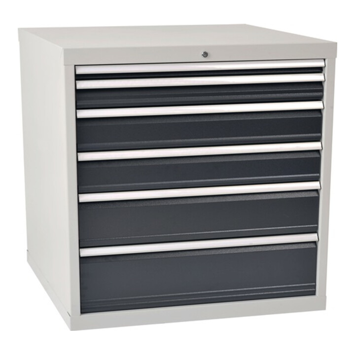 Schubladenschrank H1019xB1005xT736mm lichtgrau/anthrazitgrau 6 Schubl.Vollauszug