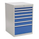 Schubladenschrank H1019xB705xT736mm grau/blau 2x75,2x100,2x125,1x300mm Schubl.