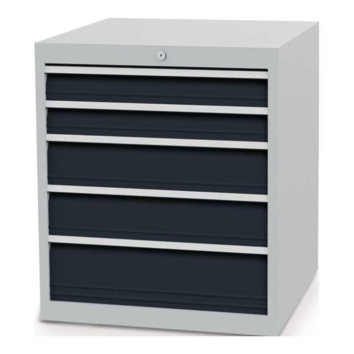 Schubladenschrank H819xB705xT736mm lichtgrau/anthrazitgrau 5 Schubl.Vollauszug