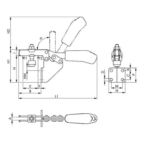 Schubstangenspanner Nr.6874F Gr.15 waagrechter Fuß AMF