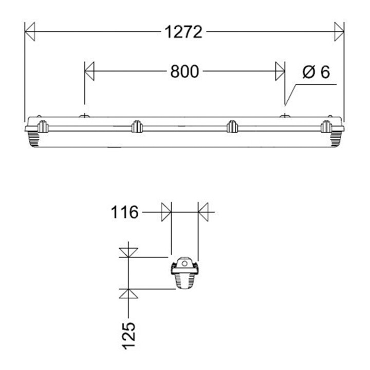SCHUCH Luminaire LED pour locaux humides IP65 161 12L22 T40 H65