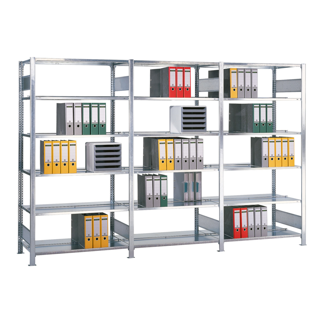 Schulte Anbauregal Büro-Schraubregal MULTIplus150 1800 x 1300 x 600 mm 5 Fachböden verzinkt mit Mittelanschag ; Schulte Lagertechnik