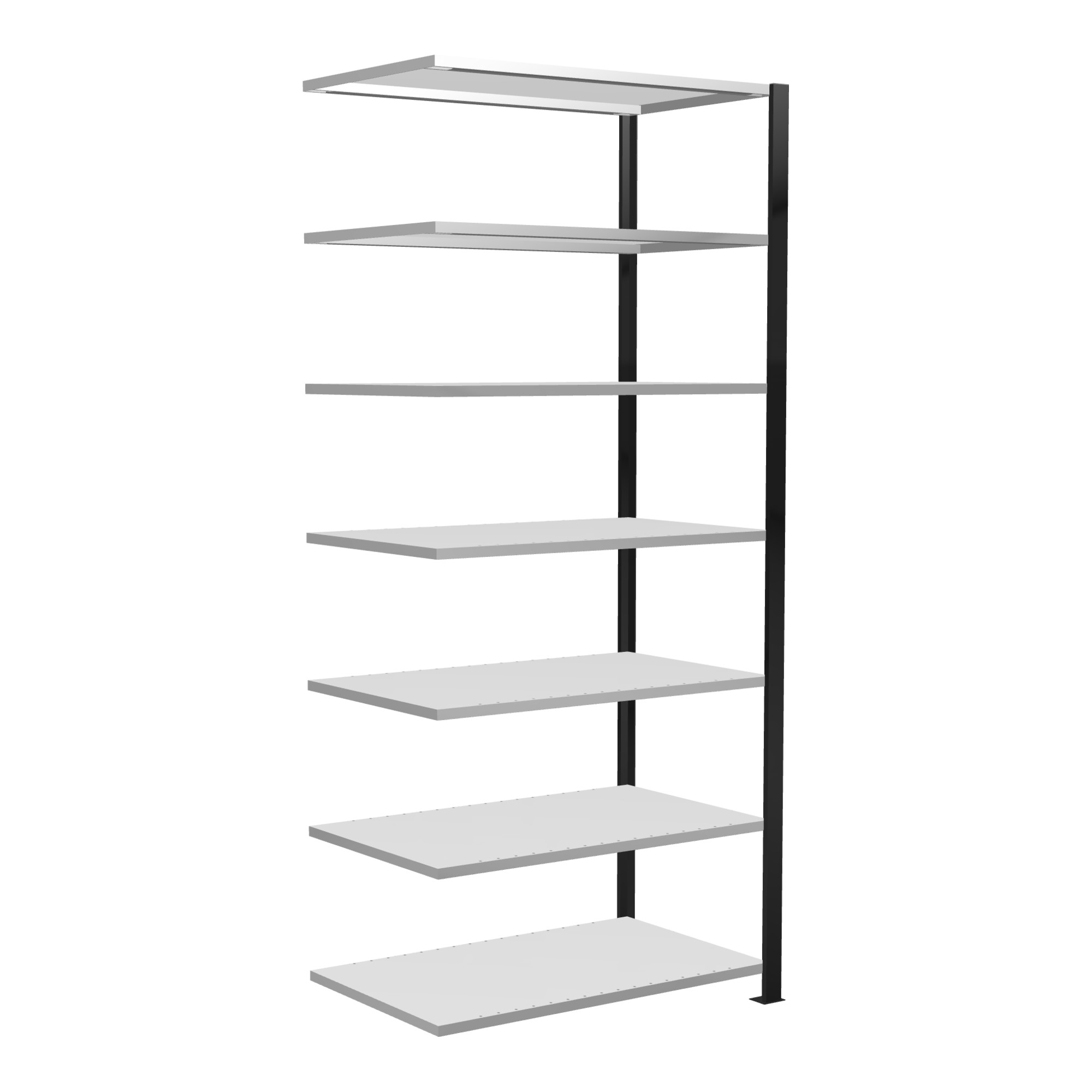 Schulte Anbauregal Büro-Steckregal MULTIplus150 2300 x 1000 x 600 mm 7 Fachböden Längenriegel schwarz/RAL 7035 lichtgrau mit Mittelanschlag ; Schulte