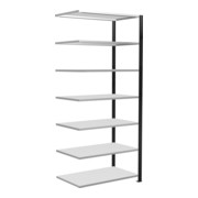 Schulte Anbauregal Schraubsystem MULTIplus150, 7 Fachböden, beidseitig nutzbar, Tiefe 600 mm, Aussteifung durch Längenriegel, schwarz