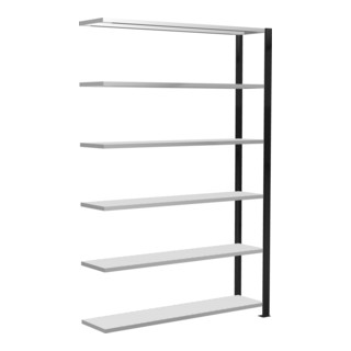 Schulte Anbauregal Stecksystem MULTIplus85, 6 Fachböden, einseitig nutzbar, Tiefe 300 mm, Aussteifung durch Kreuzstrebe, schwarz