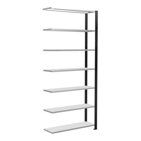 Schulte Anbauregal Stecksystem MULTIplus85, 7 Fachböden, einseitig nutzbar, Tiefe 300 mm, Aussteifung durch Kreuzstrebe, schwarz
