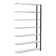 Schulte Anbauregal Stecksystem MULTIplus85, 7 Fachböden, einseitig nutzbar, Tiefe 300 mm, Aussteifung durch Kreuzstrebe, mit Anschlagleiste, schwarz